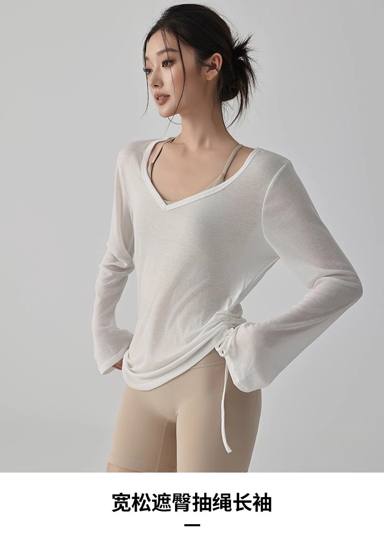 Summer yoga sun protection blouse for women, a laid-back style that slimming the figure, a thin and loose fitness yoga wear for women, short-sleeved T-shirt pic 10