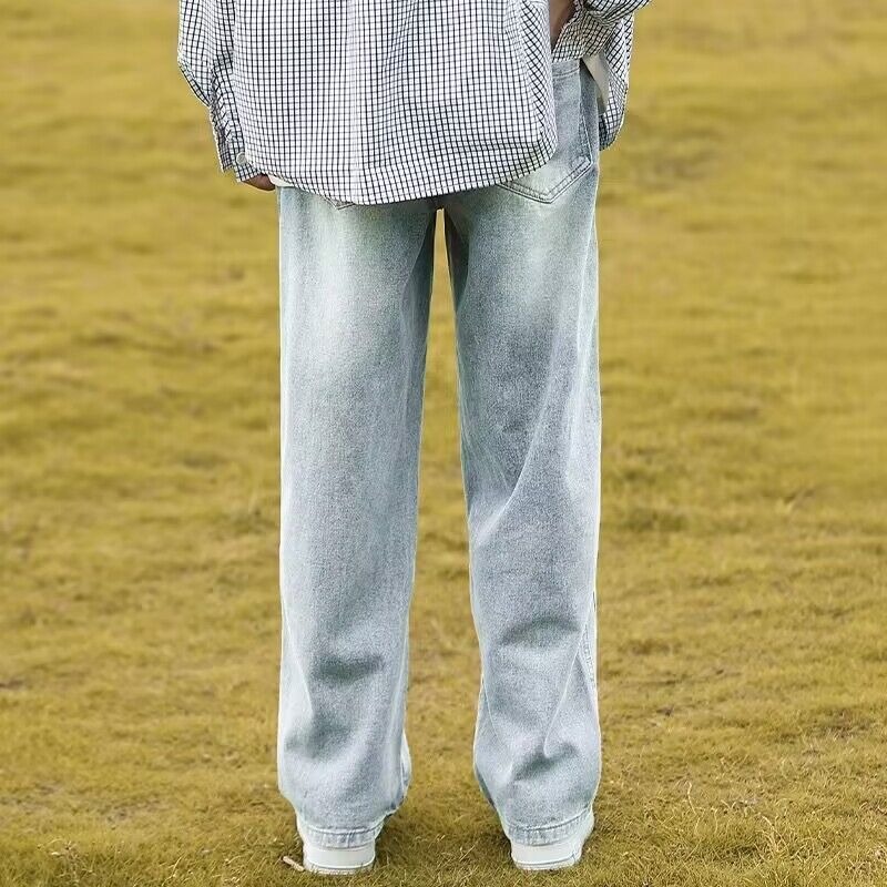 水洗浅色牛仔裤男生2024夏季新款男士直筒宽松阔腿休闲裤子青少年详情8