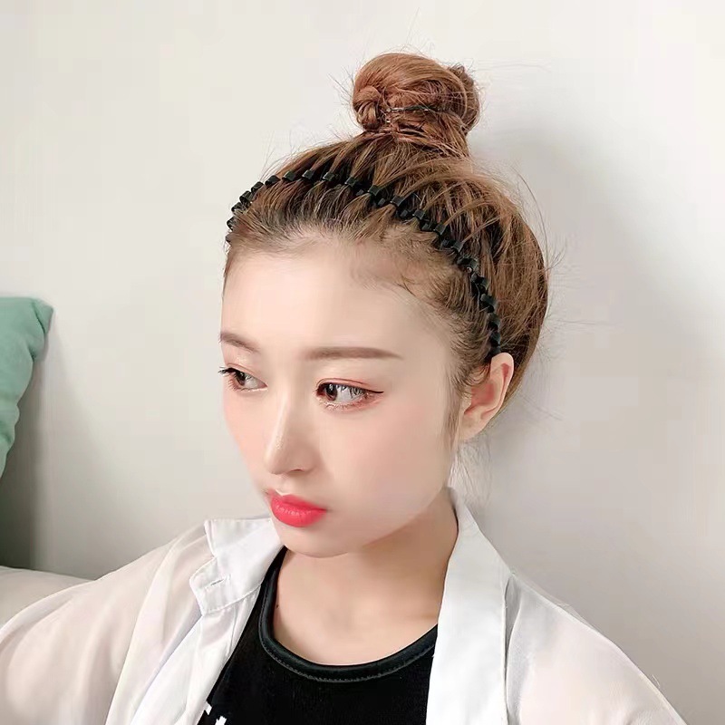 日韩男女发箍背头运动黑色波浪铁头箍钢丝弹簧头扣2元店货源头饰详情3