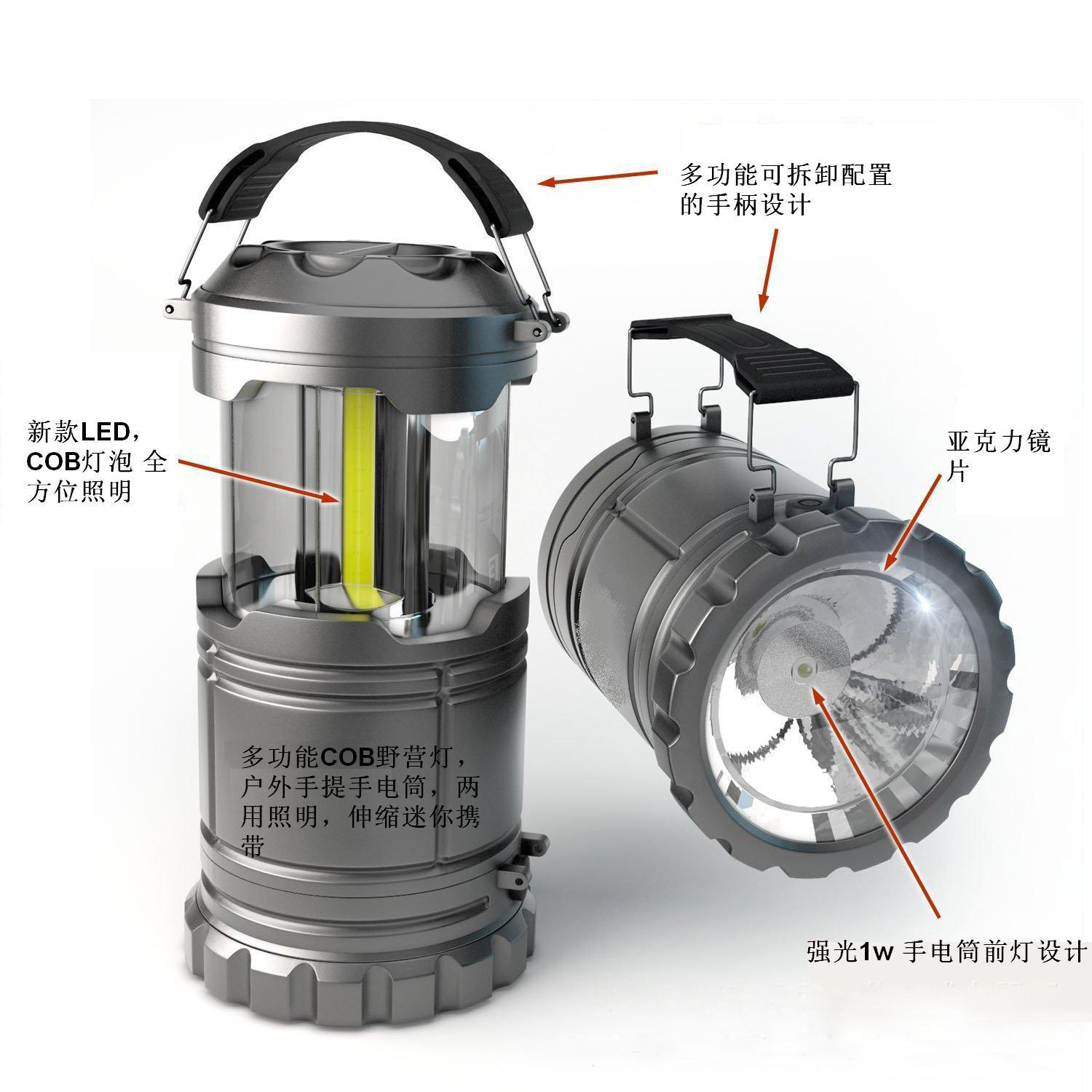 COB3+1 Stretch Camping Lamp, Outdoor super bright campsite tent lamp, automatic Pull small horse lamp, outdoor camping lamp pic 3