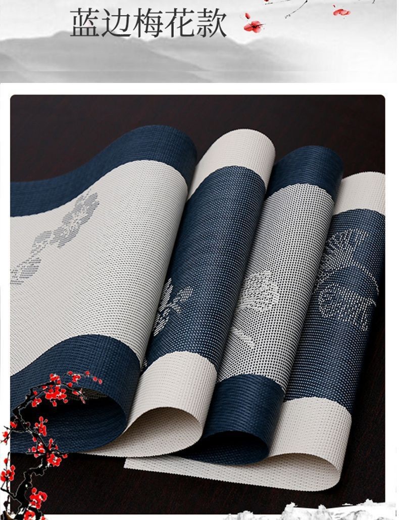 跨境中式隔热防烫耐高温防水PVC餐垫家用锅垫西餐桌垫子碗盘茶杯详情1