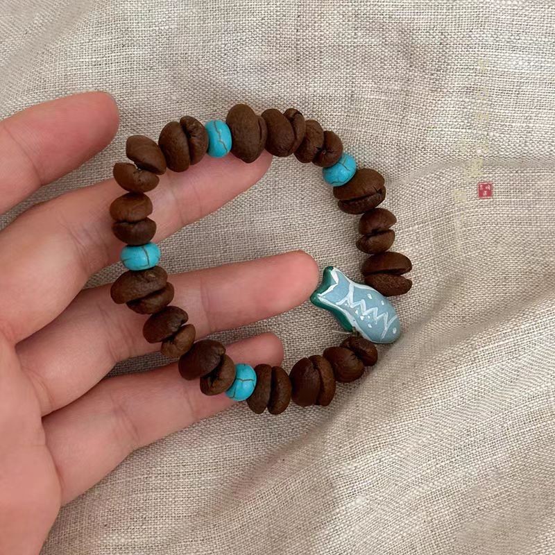 New Chinese-style coffee bean cat paw beaded bracelet, retro and niche design, ancient style and personality, versatile jewelry accessory pic 7