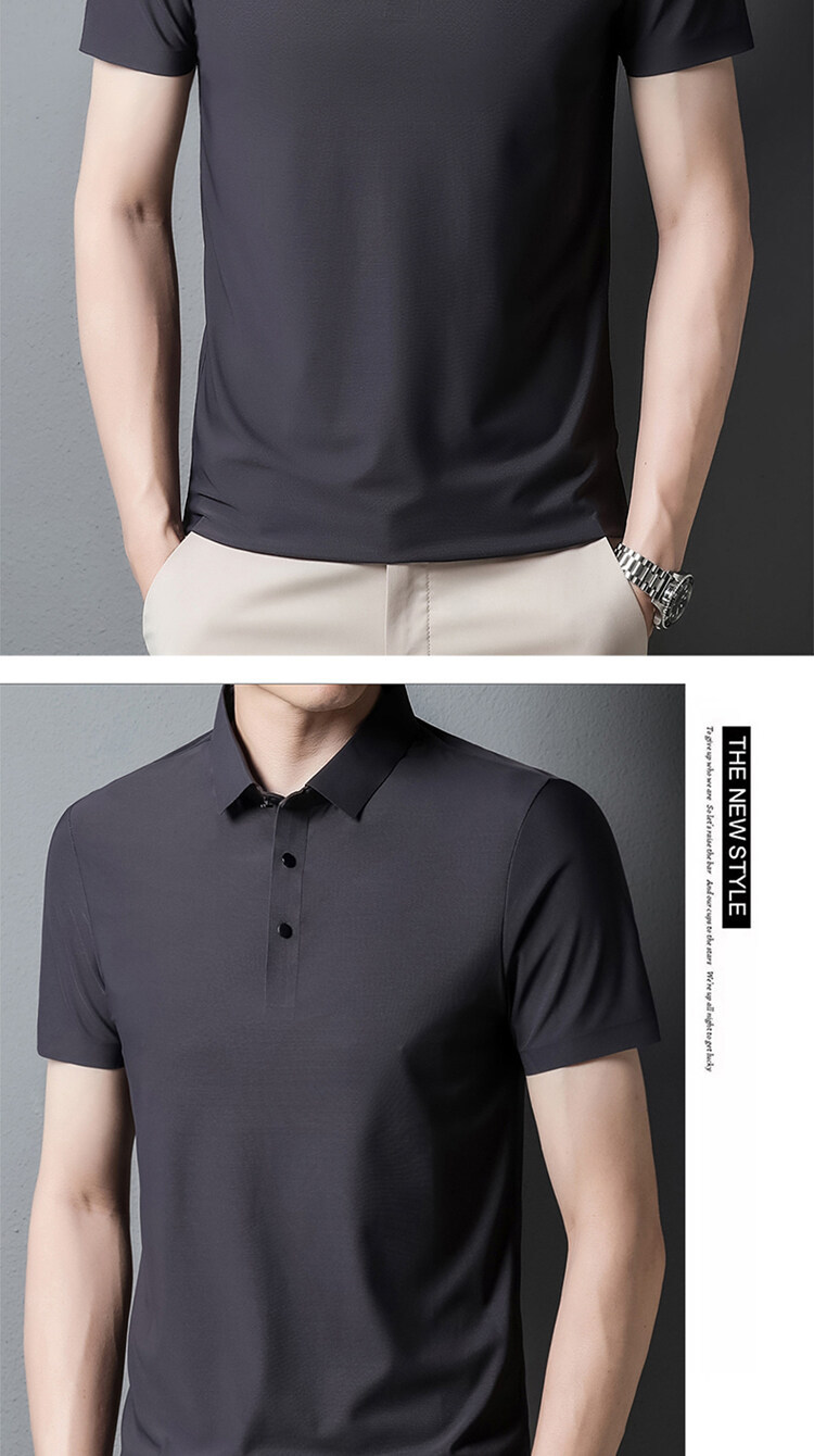 2025 verano sin marcas hielo seda polo hombre premium sense negocios manga corta camiseta hombre polo casual manga corta pic 18