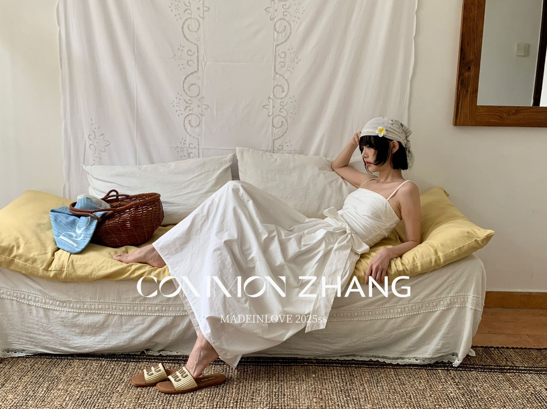 CZ ZHANG Summer Multi-color mint Mamba style lace-up waist-cinching and slimming halter flower bud dress for women B26925 pic 4