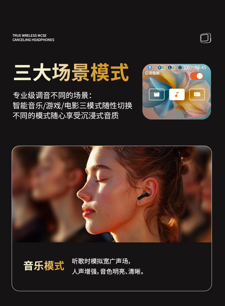 New cross-border ai translation noise-cancelling wireless TWS smart touch color screen Bluetooth headphones in-ear style pic 11