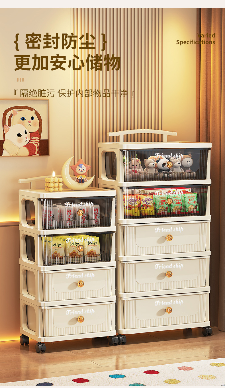 Drawer-type storage cabinet, multi-layer organizing cabinet, storage cabinet, home living room snack cabinet, trolley, storage rack, movable pic 7