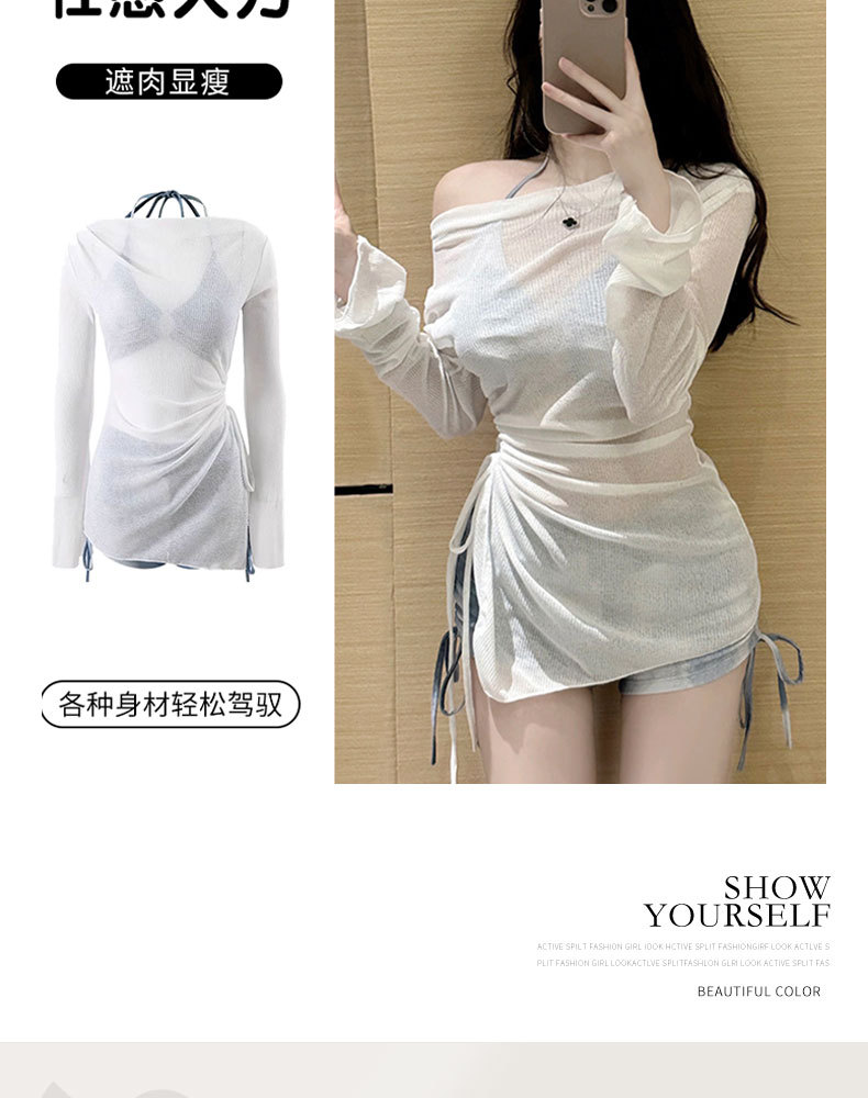 泳衣女分体罩衫扎染三件套清新风遮肚显瘦保守度假温泉小胸纯欲风-125072详情6