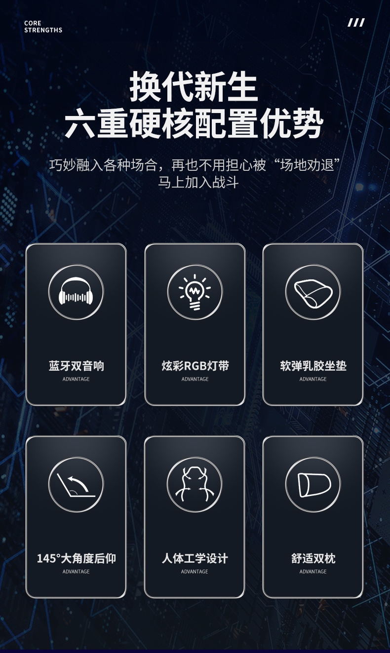 家用电竞椅舒适人体工学座椅可躺升降电脑椅网咖主播gaming chair详情15