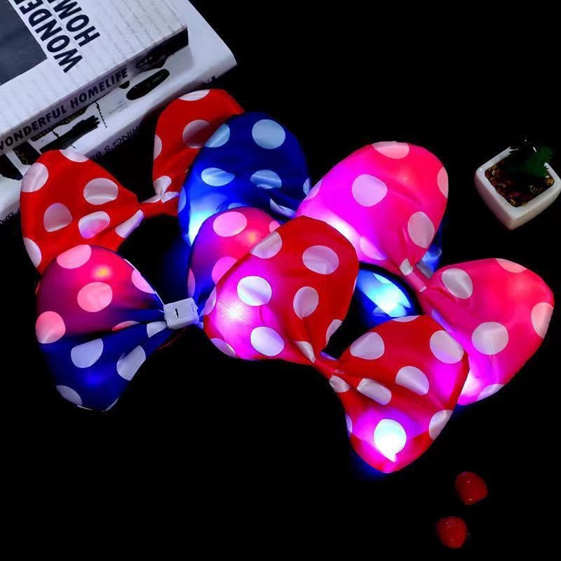 Luminous Korean version bow headband, glittering Minnie hair band, hair clip, concert props, children's street stall wholesale supply pic 5