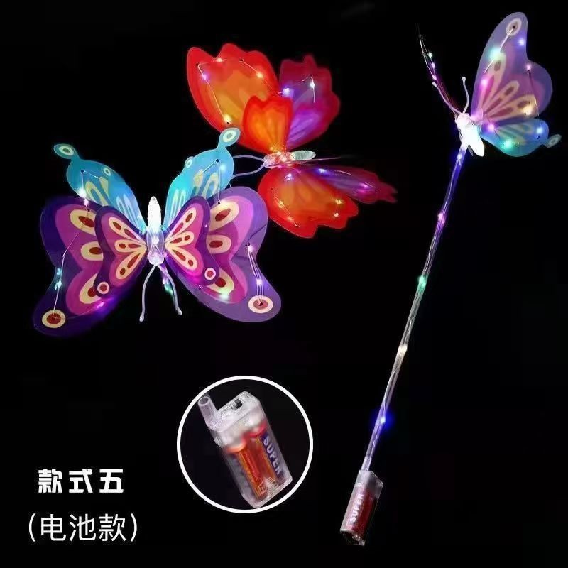 七彩手持发光蝴蝶闪光蝴蝶摇摆双层灯光仿真蝴蝶详情5