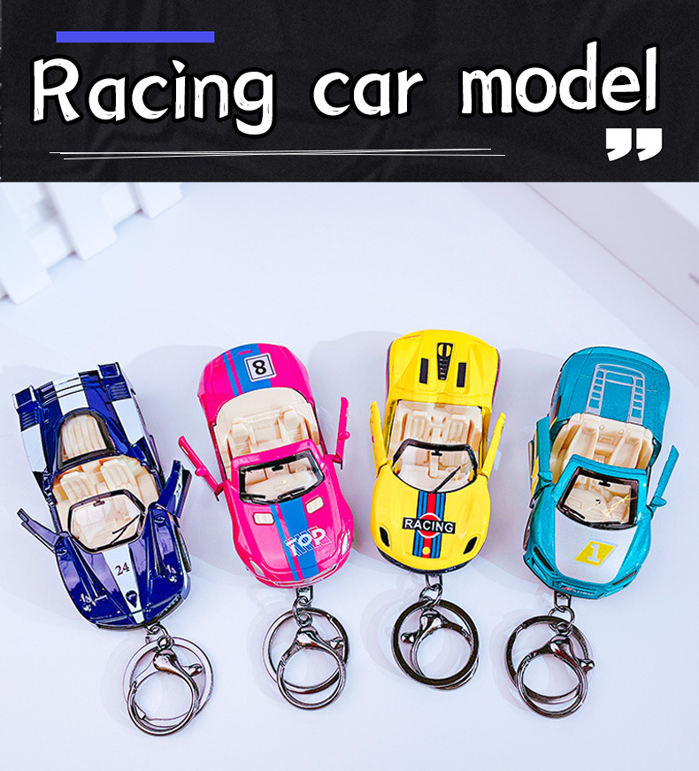 合金回力跑车钥匙扣挂件涂鸦仿真赛车模型学生书包挂饰小礼品批发详情4