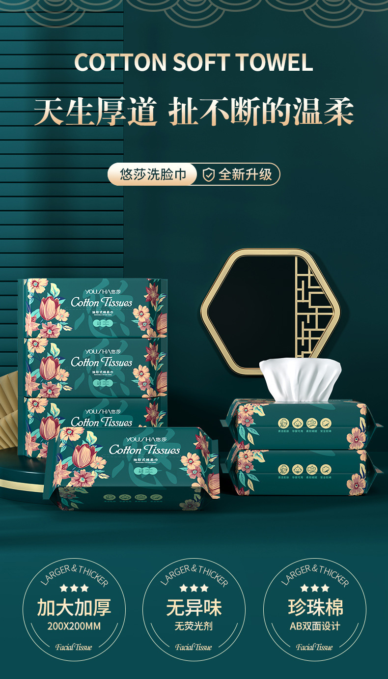 下游爆款珍珠纹洗脸巾一次性50抽100抽擦脸洁面巾抽取式棉柔巾详情1