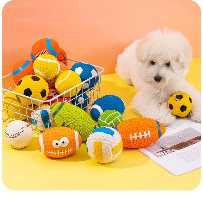 Latex toys, sound-making high-elastic cotton-filled latex pet football, sound-making football, dog teething toy ball pic 16