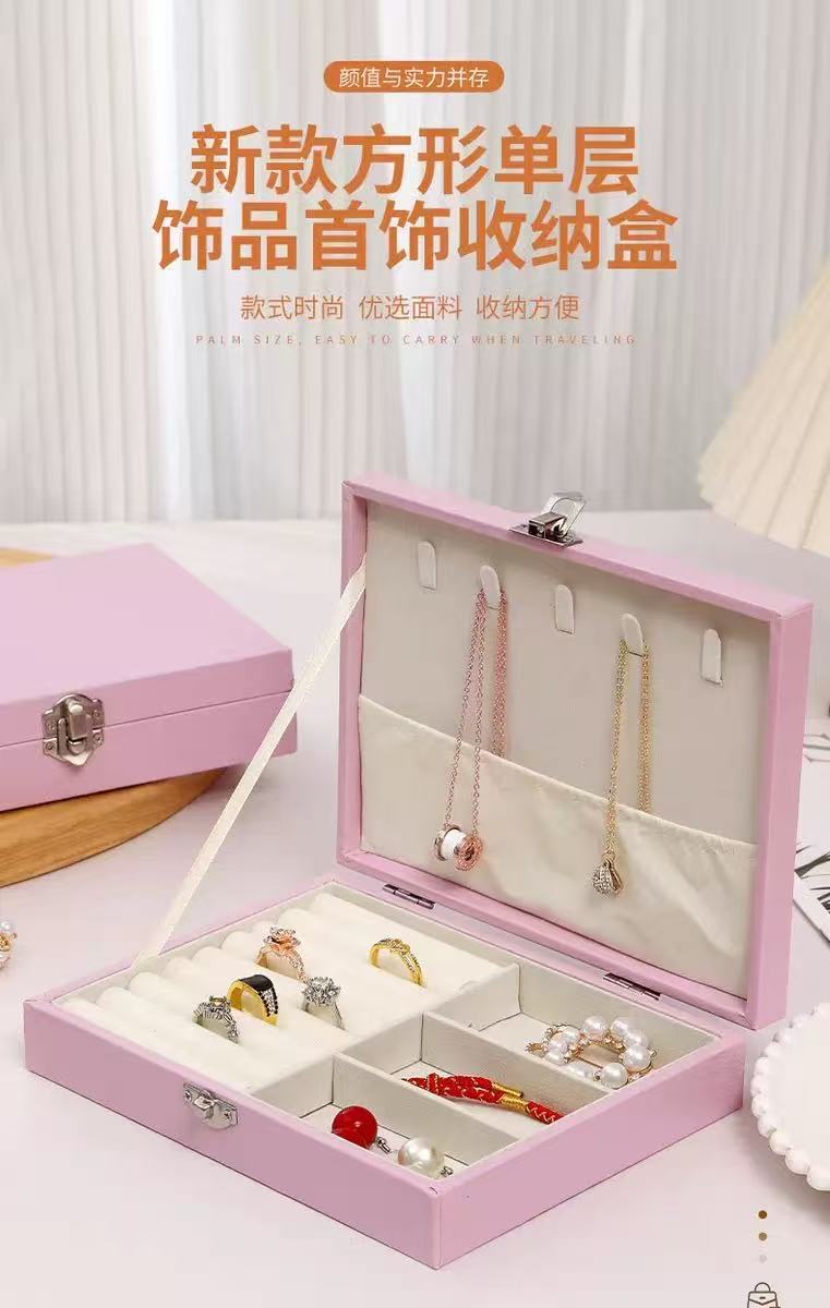 2026 Anti-oxidation Internet Celebrity Bestseller Single-layer jewelry box Portable jewelry ring Stud jewelry packaging box pic 1