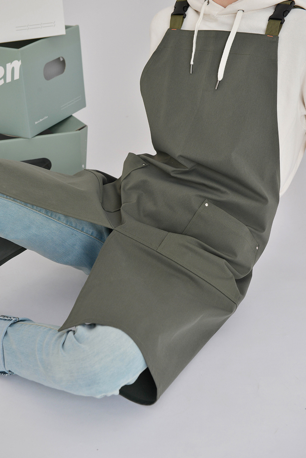 外贸工厂韩日防水式咖啡餐厅帆布围裙罩衣工作服围兜纯棉厨房制服详情30