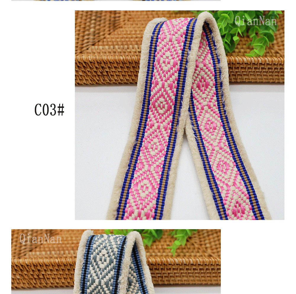 Factory direct supply of 60mm wide fringed tassel ethnic style jacquard webbing for luggage straps, clothing, shoes and hats, and decorative accessories pic 18