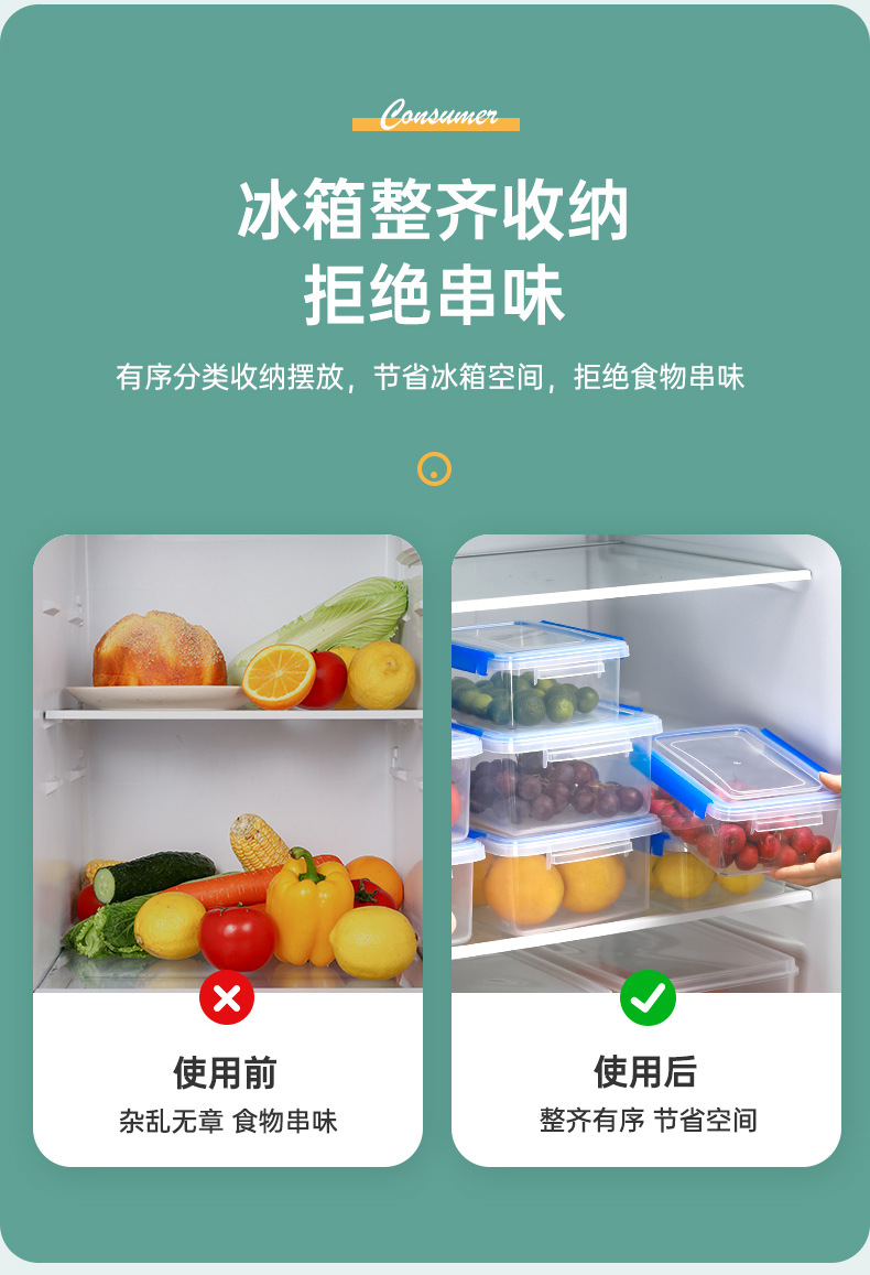 保鲜盒长方形加厚塑料冰箱收纳盒可微波冷冻食品密封盒留样盒商用详情11