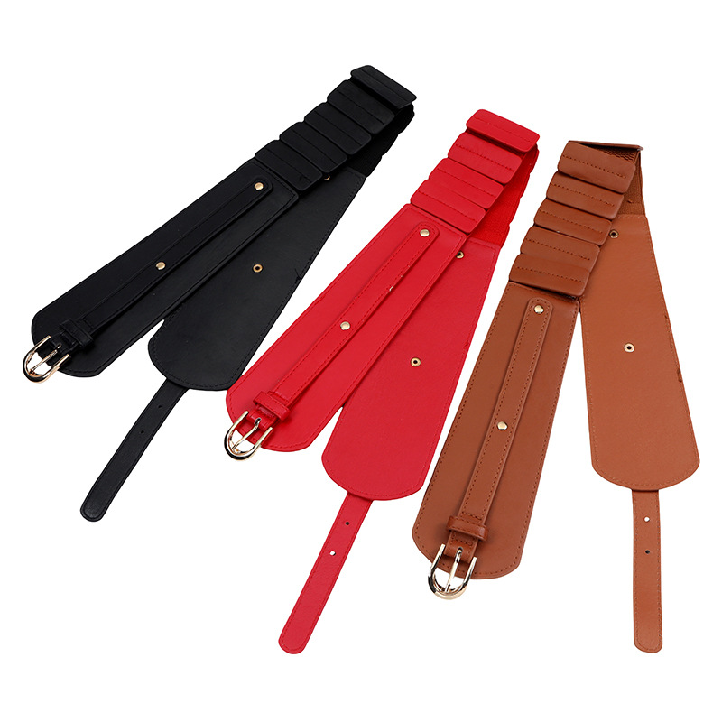 宽腰带女百搭装饰女裙弹力PU片针扣松紧腰封欧美时尚束腰外穿腰封详情7