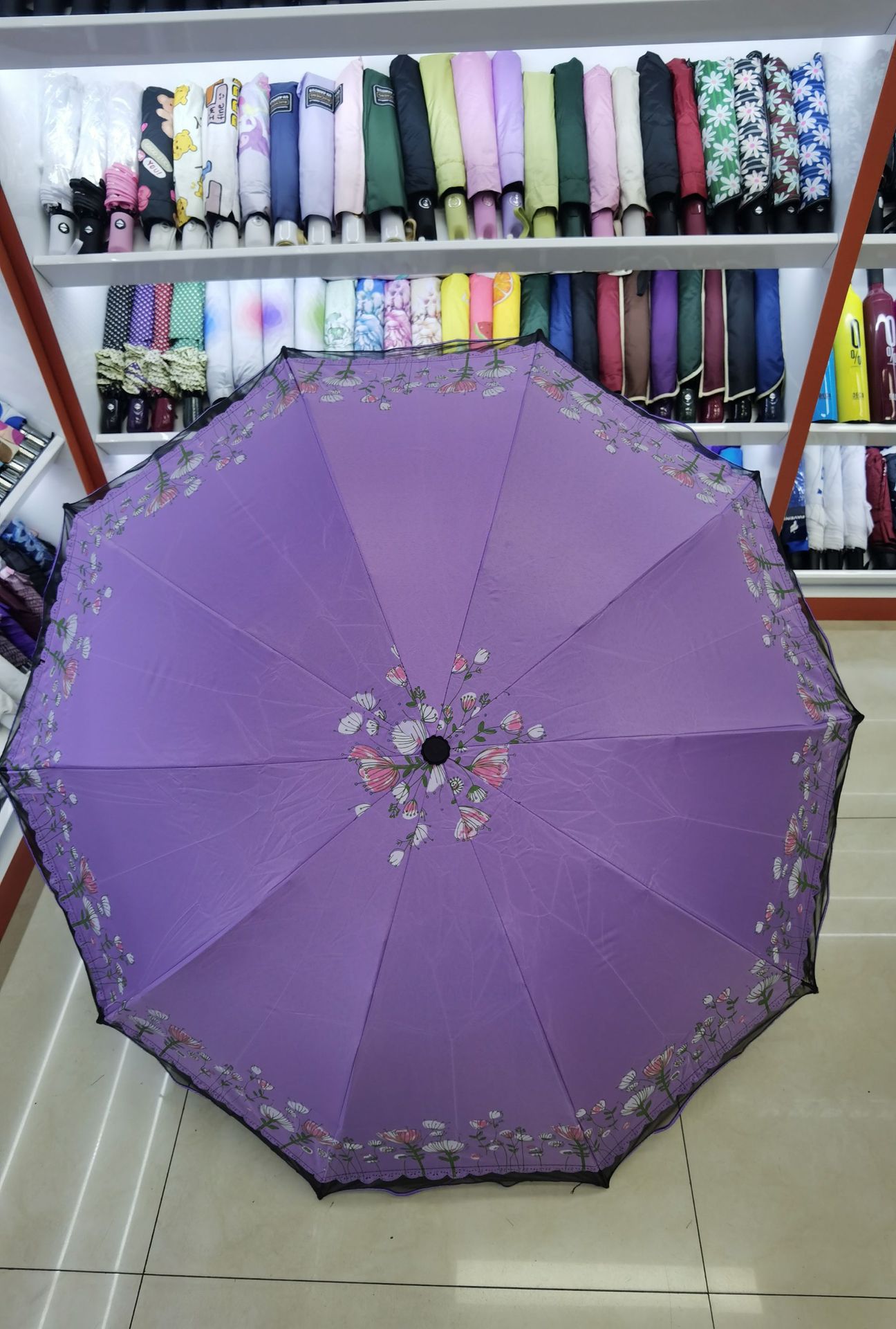 Retro lace-trimmed folding umbrella, all-weather sun umbrella, high appearance level for girls, UV-resistant umbrella pic 6