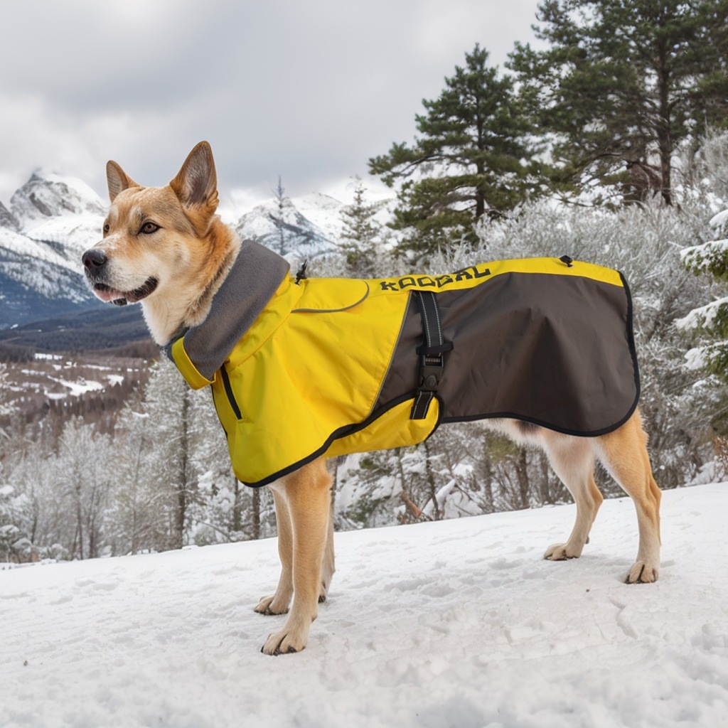 Pet clothing, pet windbreaker, double-layer waterproof and windproof outer layer, warm and extended neck cap, dog windbreaker pic 14