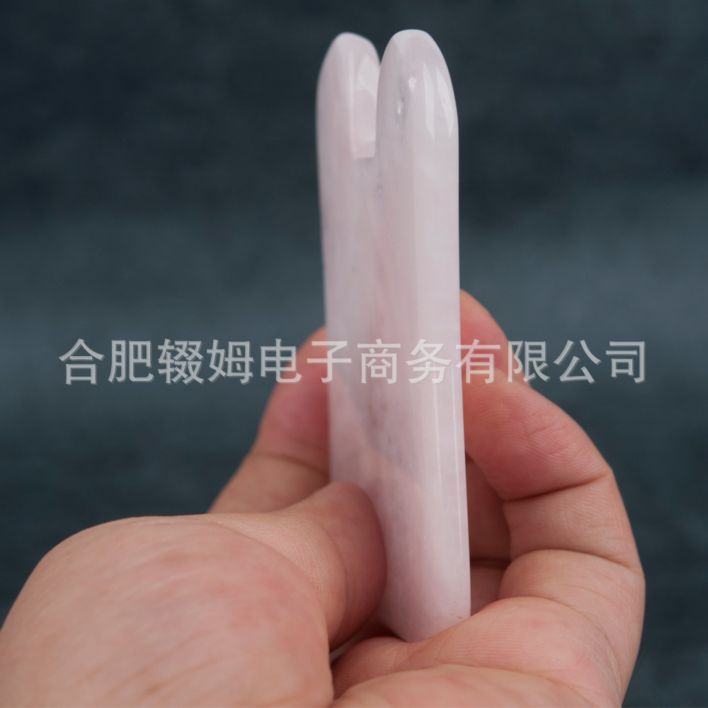 跨境粉晶绿东陵玉石刮痧片凹型刮痧板背部脸部按摩美容器礼品厂家详情5