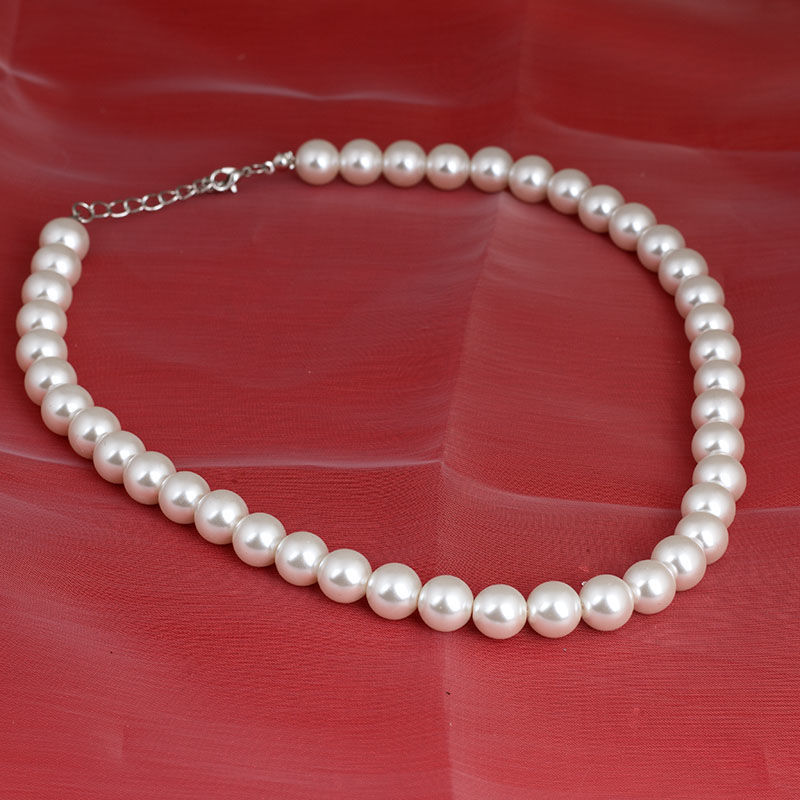 珍珠项链女送妈妈玻璃仿珍珠白色圆珠饰品旗袍配饰锁骨链颈链详情9