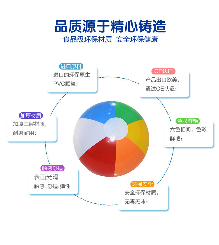 跨境现货PVC充气六色球广告球彩球儿童戏水玩具球户外戏水沙滩球详情13