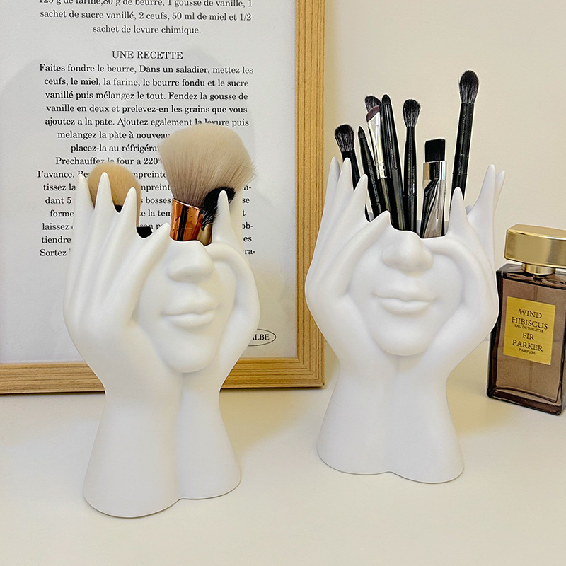 Cross-border high-appearure-level makeup brush storage holder, facial art dressing table desktop, multi-functional cosmetics storage pen holder pic 8