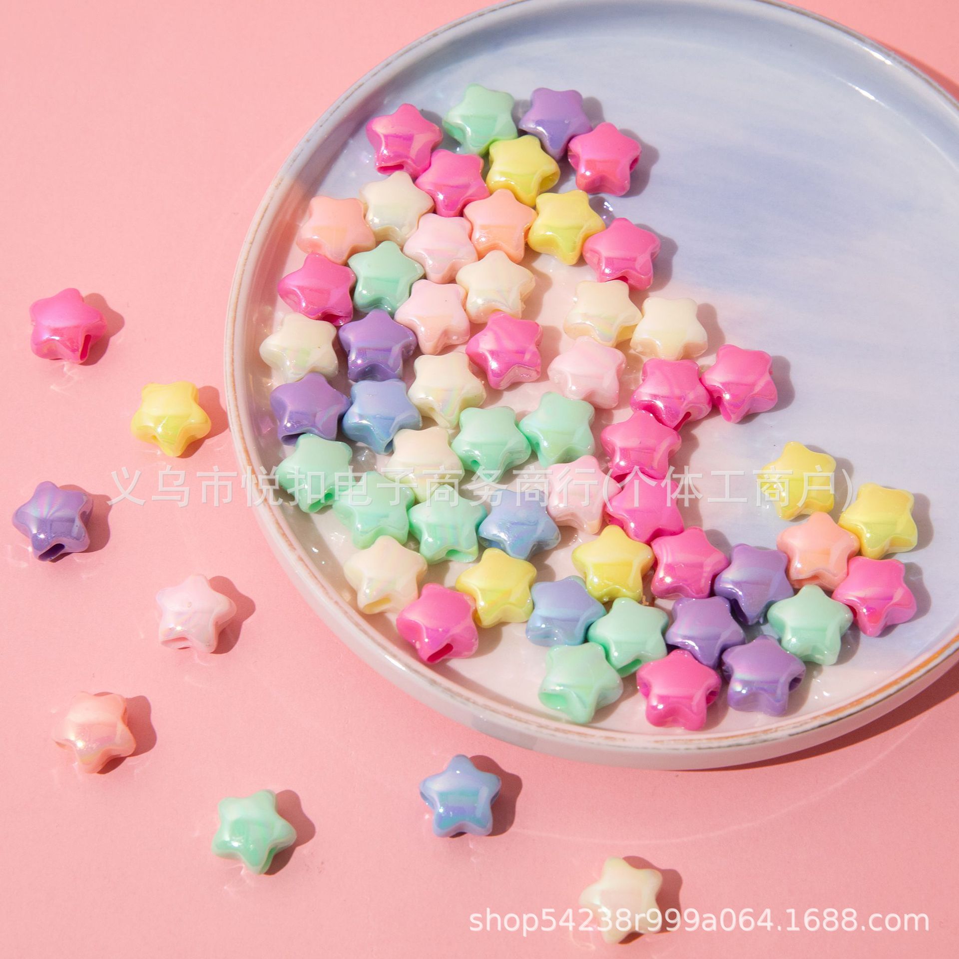 马卡龙色五角星直孔散珠串珠diy手机链钥匙扣材料配件五角星珠详情2