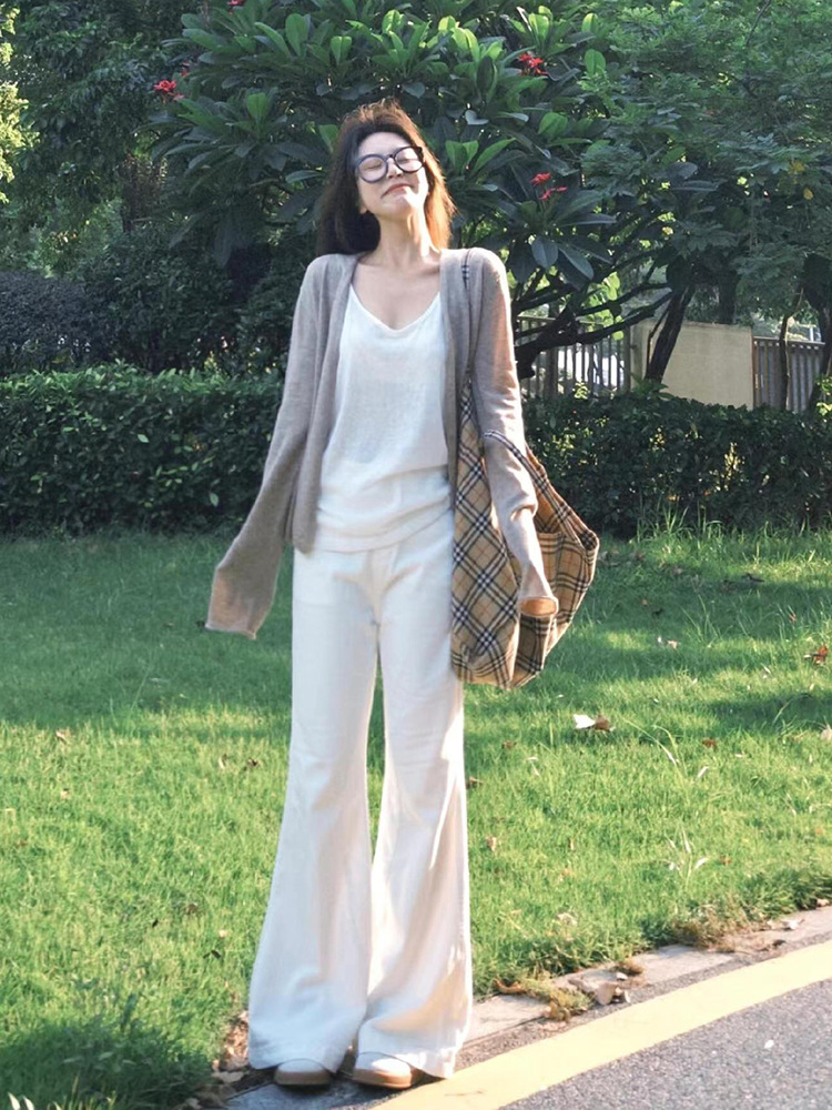 灰色外套女春季2025轻薄韩版慵懒风chic针织开衫简约防晒长袖上衣详情4