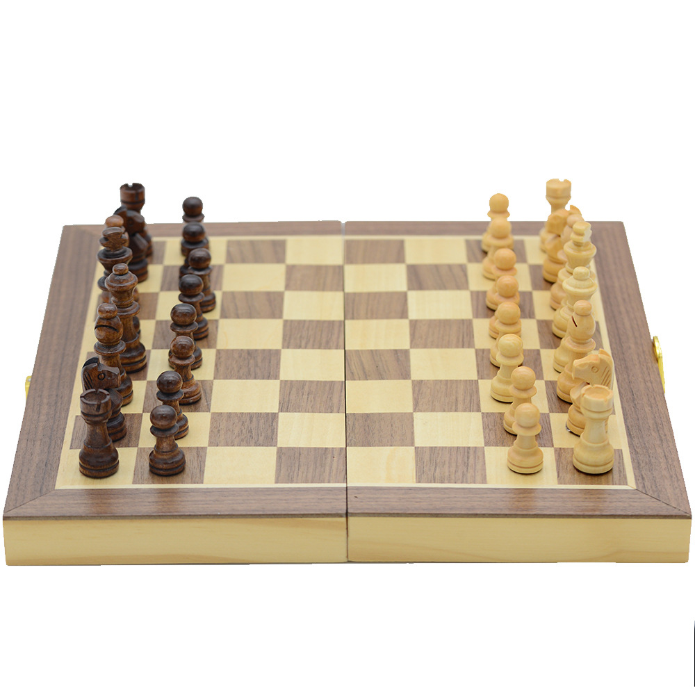 二合一木制国际象棋跳棋磁性折叠便携益智棋牌休闲娱乐传统桌游详情3