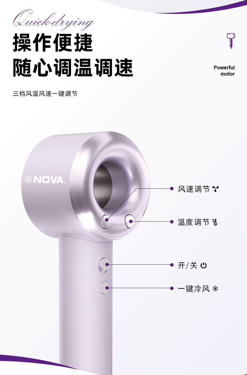 Новый мощный электрофен NOVA NV-7433 с отрицательным ионным феном большого размера pic 10
