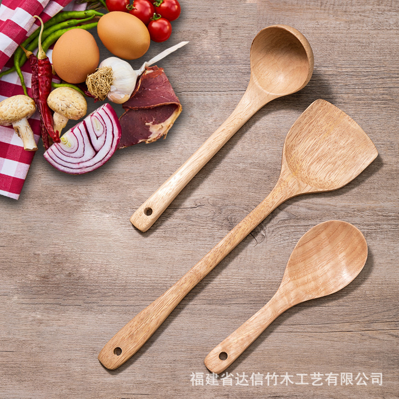 Wooden spatula, non-stick cooking spatula for household use, wooden kitchenware, anti-scalding and non-damaging to the pot, Komu long-handled spatula manufacturer pic 4