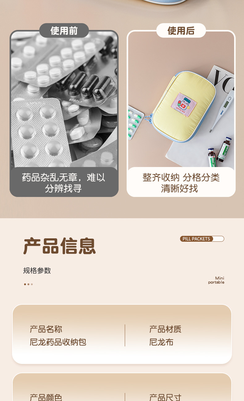 新款防水药包云朵感尼龙医疗包随身便携急救包药片药品应急收纳袋详情7