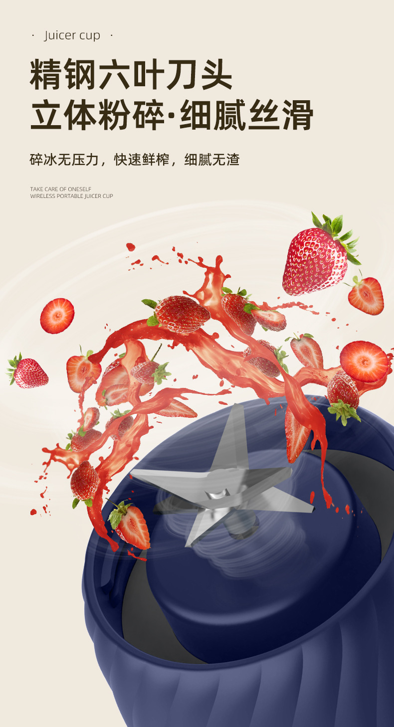 新款榨汁机家用便携式充电多功能果蔬果汁机榨汁杯吨吨杯泰国跨境详情9