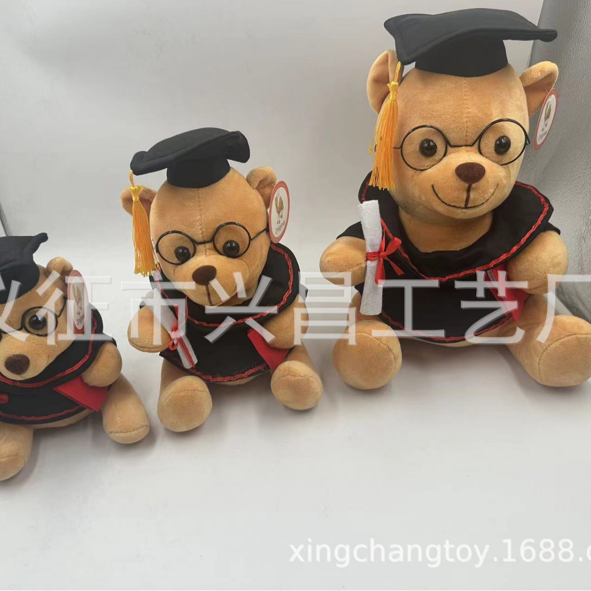 博士熊毛绒玩具毕业礼物眼镜熊公仔批发毕业季学生玩偶可爱抱枕款详情2