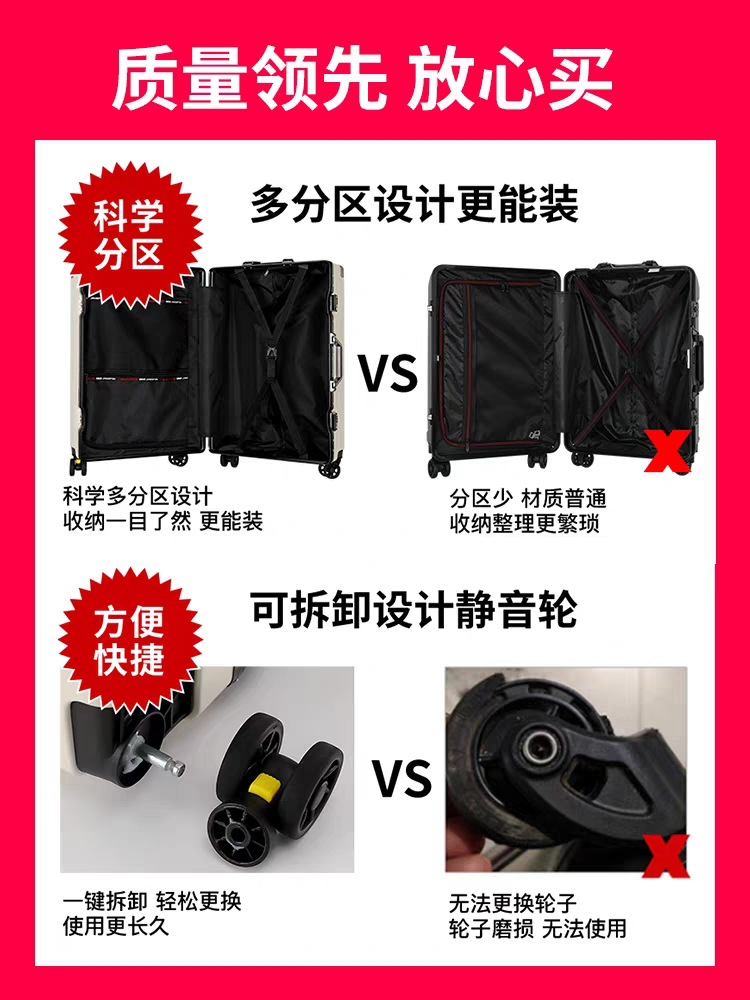 【专属】新款拉杆箱女铝框行李箱男大容量旅行箱加厚密码箱学生详情13