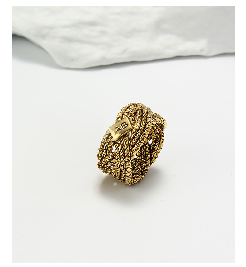 法式做旧戒指女编织藤条复古戒指小众设计时尚ins铜镀18k金戒指女详情5