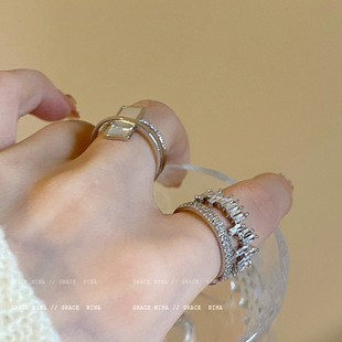 A light luxury mother-of-pearl double-layer plain ring ring that accentuates a slender hand and exudes a sense of sophistication. It features a unique and trendy open ring design on Instagram for women pic 3