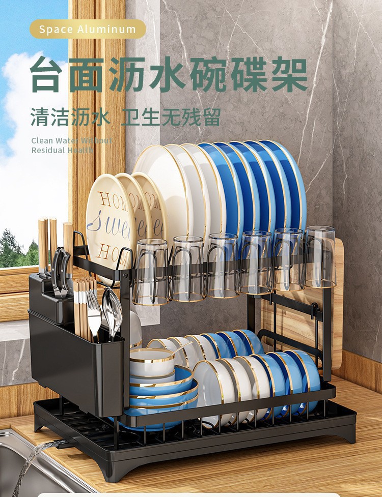 Kitchen storage rack, multi-layer movable floor-standing draining rack, foldable household storage rack, dish rack pic 1
