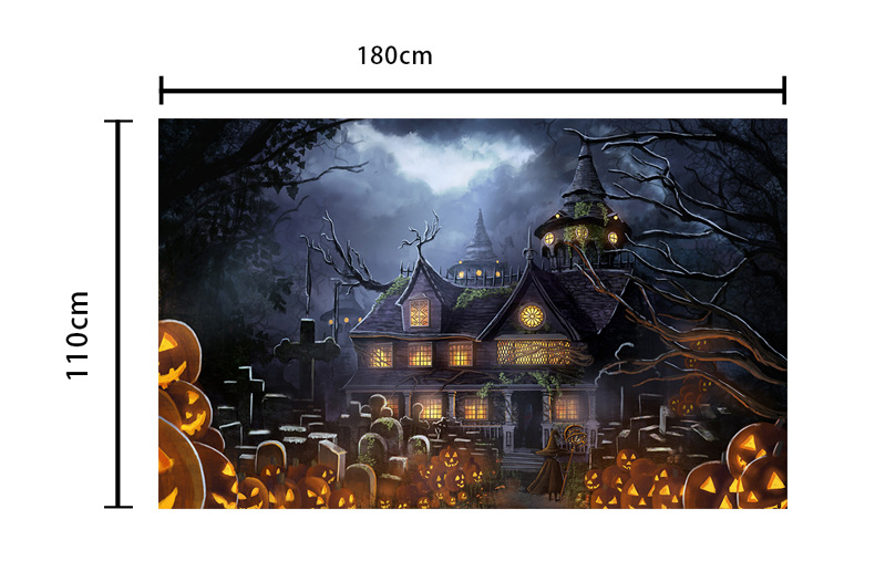Cross-border Halloween background fabric 90*150 polyester, terrifying atmosphere, car trunk decoration banner, hanging flag pic 27