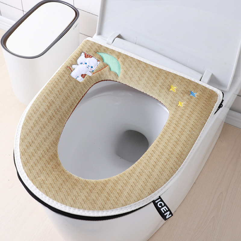加大款拉链马桶垫绣花提手大内径家用坐便套加厚秋冬厕所垫马桶圈0358详情18