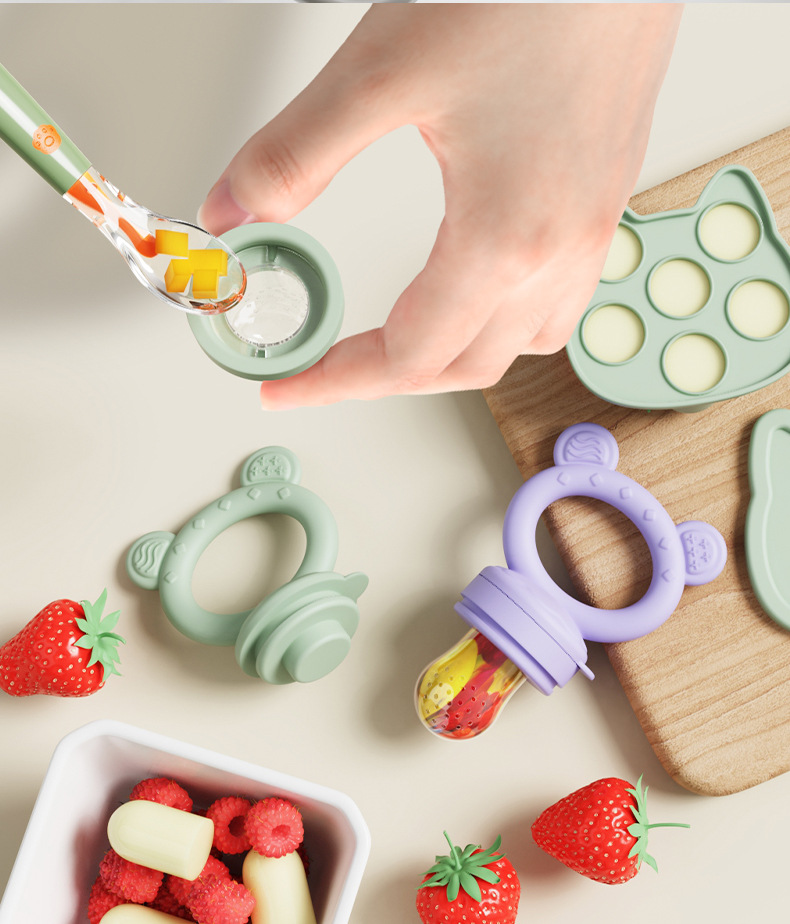 跨境婴儿果蔬咬咬乐辅食工具套食品级硅胶水果喂食器宝宝牙胶奶嘴详情7