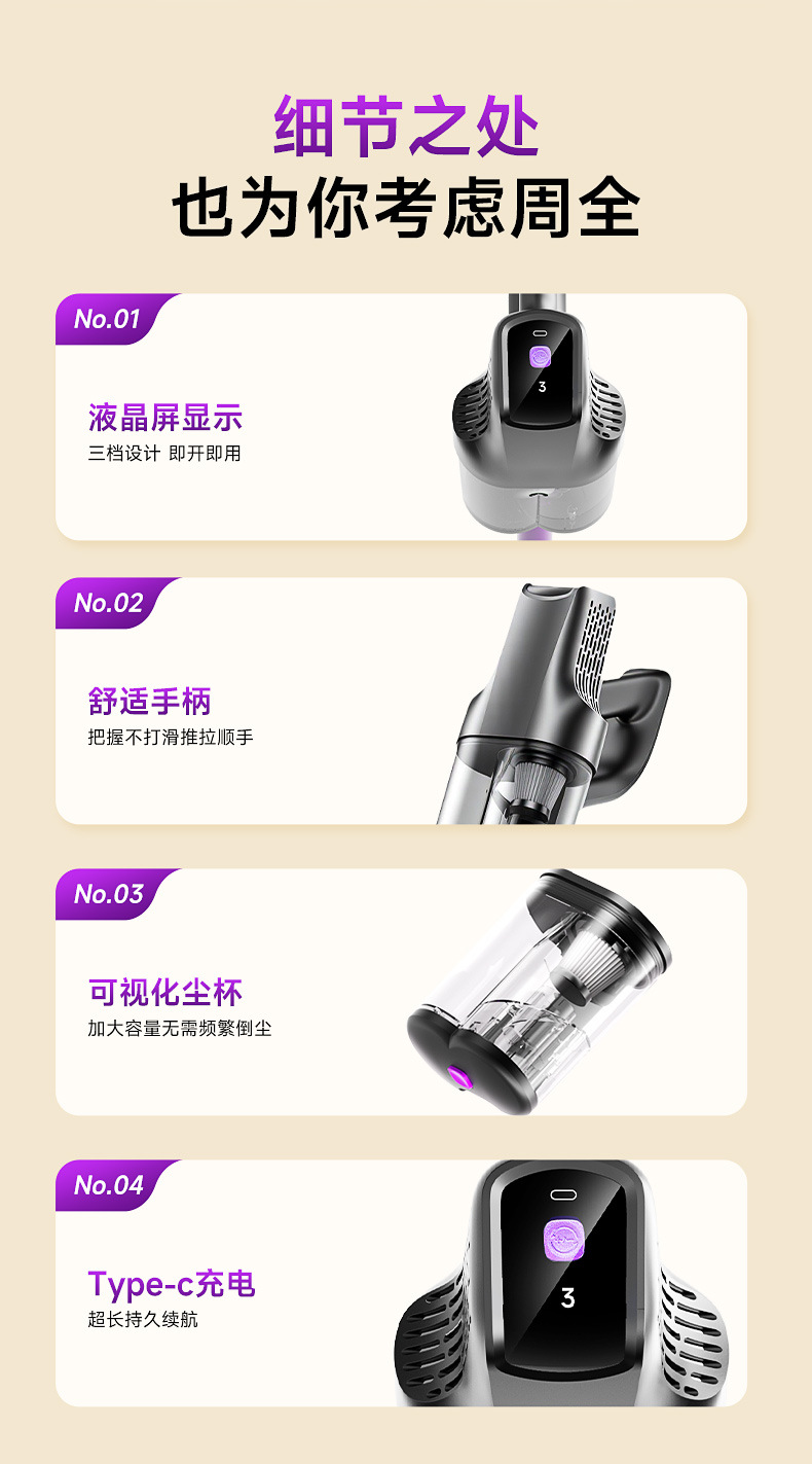 除螨仪家用手持款吸尘器二合一车载宿舍紫外线杀菌无线吸尘器详情24