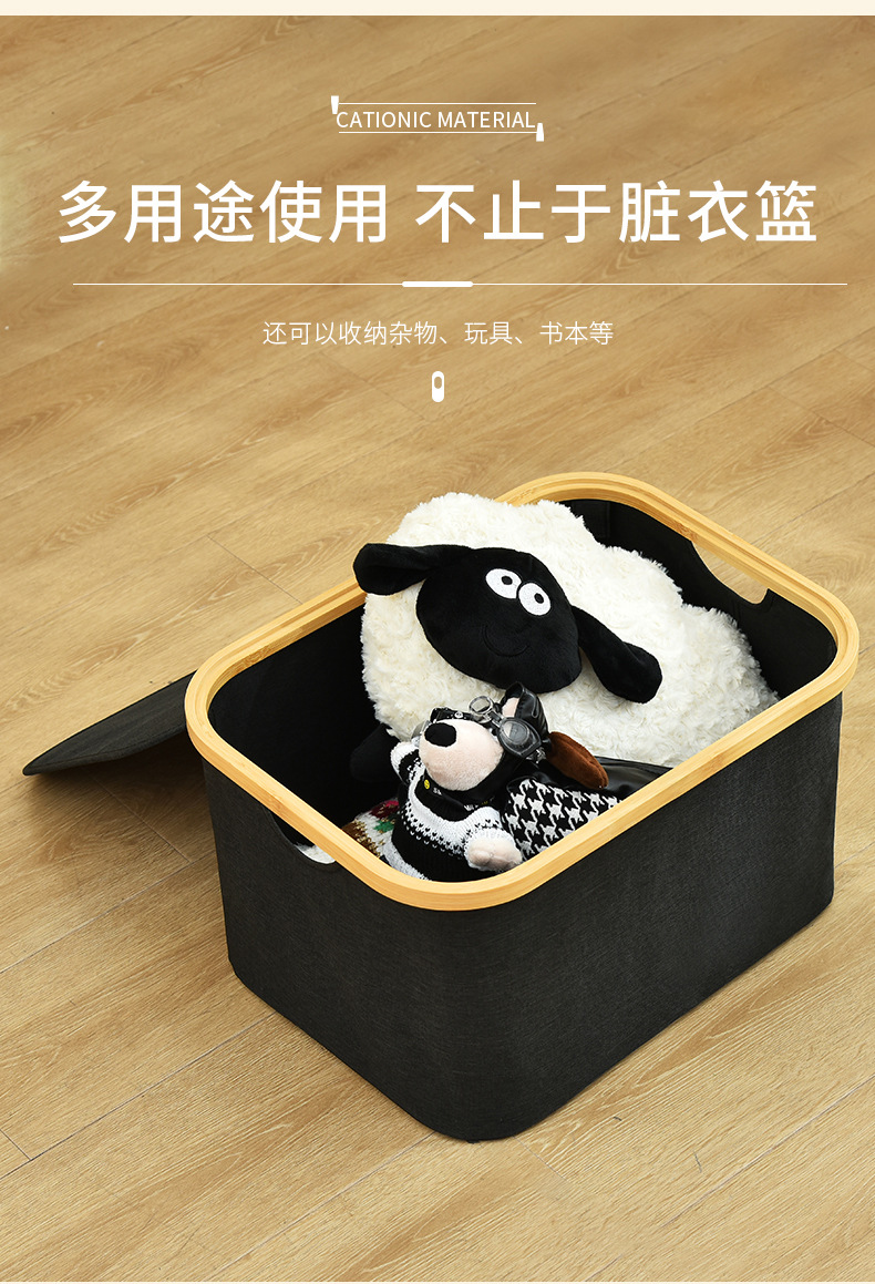 300D cationic laundry basket, fabric foldable laundry basket, bathroom and bedroom storage basket, storage basket pic 5