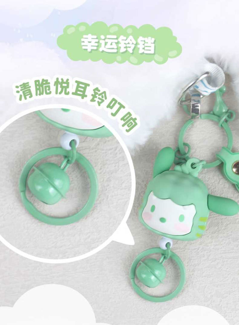 Sanrio official plush toy pull ring pendant, a pleasant and stress-relieving bell keychain bag pendant, decorated with a girlish heart pic 10