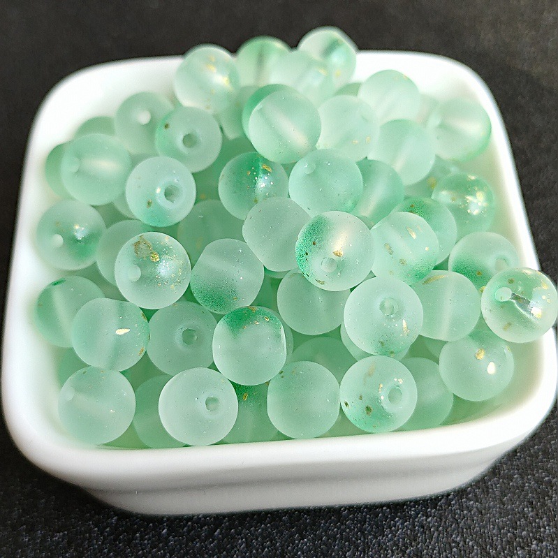 8/10mm直孔洒金磨砂圆珠手工编制手串手链项链琉璃珠子古风配件详情15