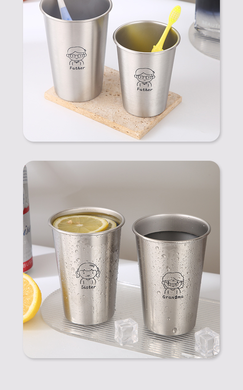家用不锈钢漱口杯加厚防摔儿童牙刷杯情侣杯子印制logo高颜值水杯详情14