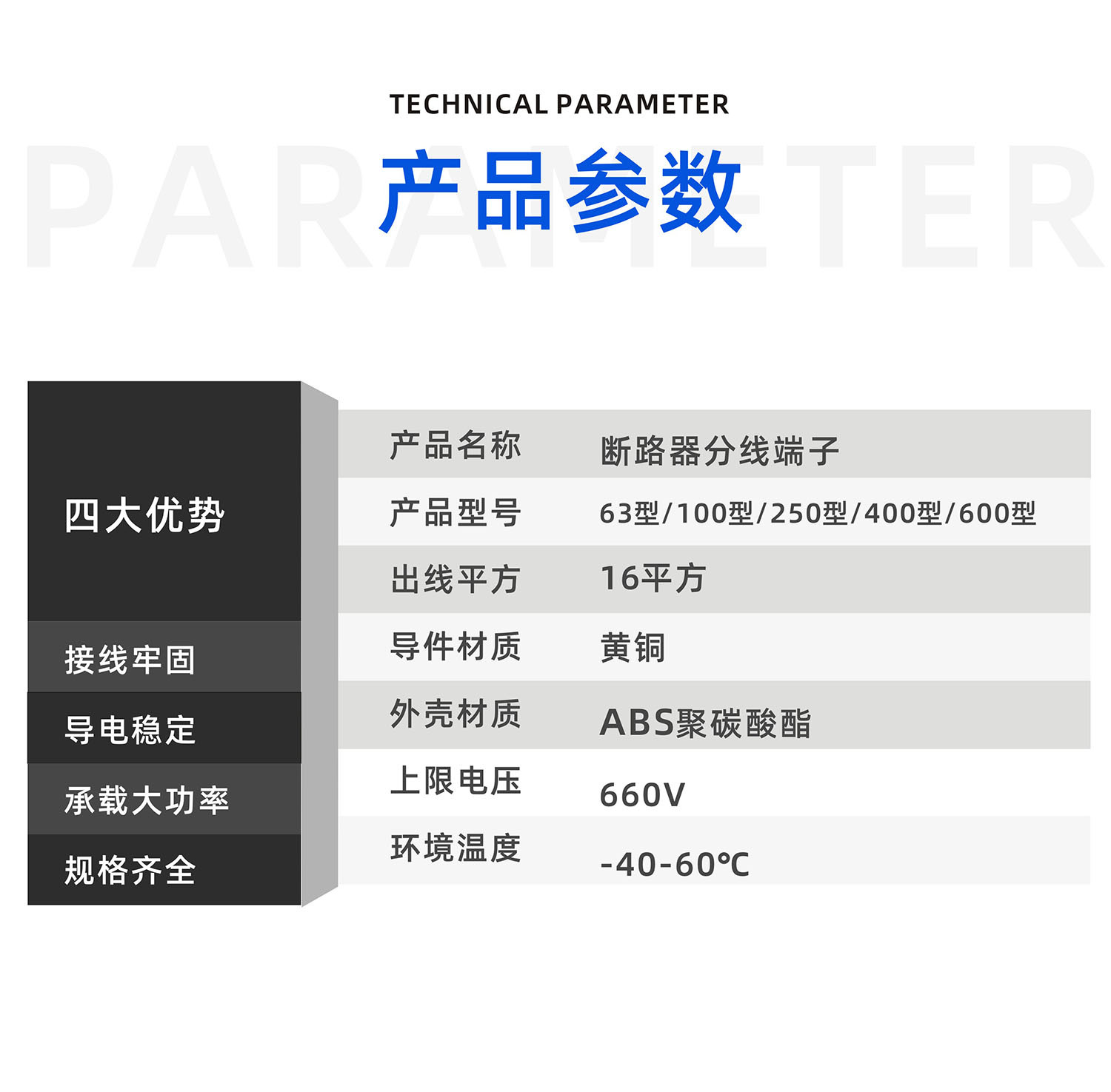 断路器开关分线端子FJ6G一进多出接线分线器塑壳大功率电线分线盒详情2