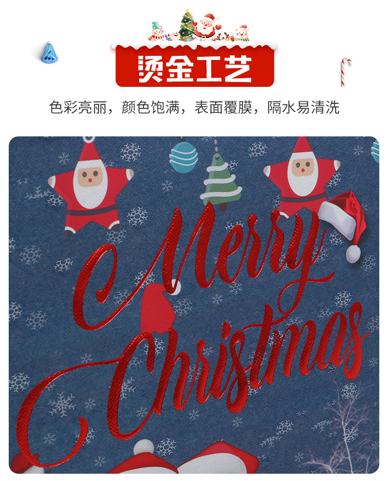 现货跨境圣诞节手提袋礼品包装袋便携折叠烫金覆膜无纺布袋定制详情19
